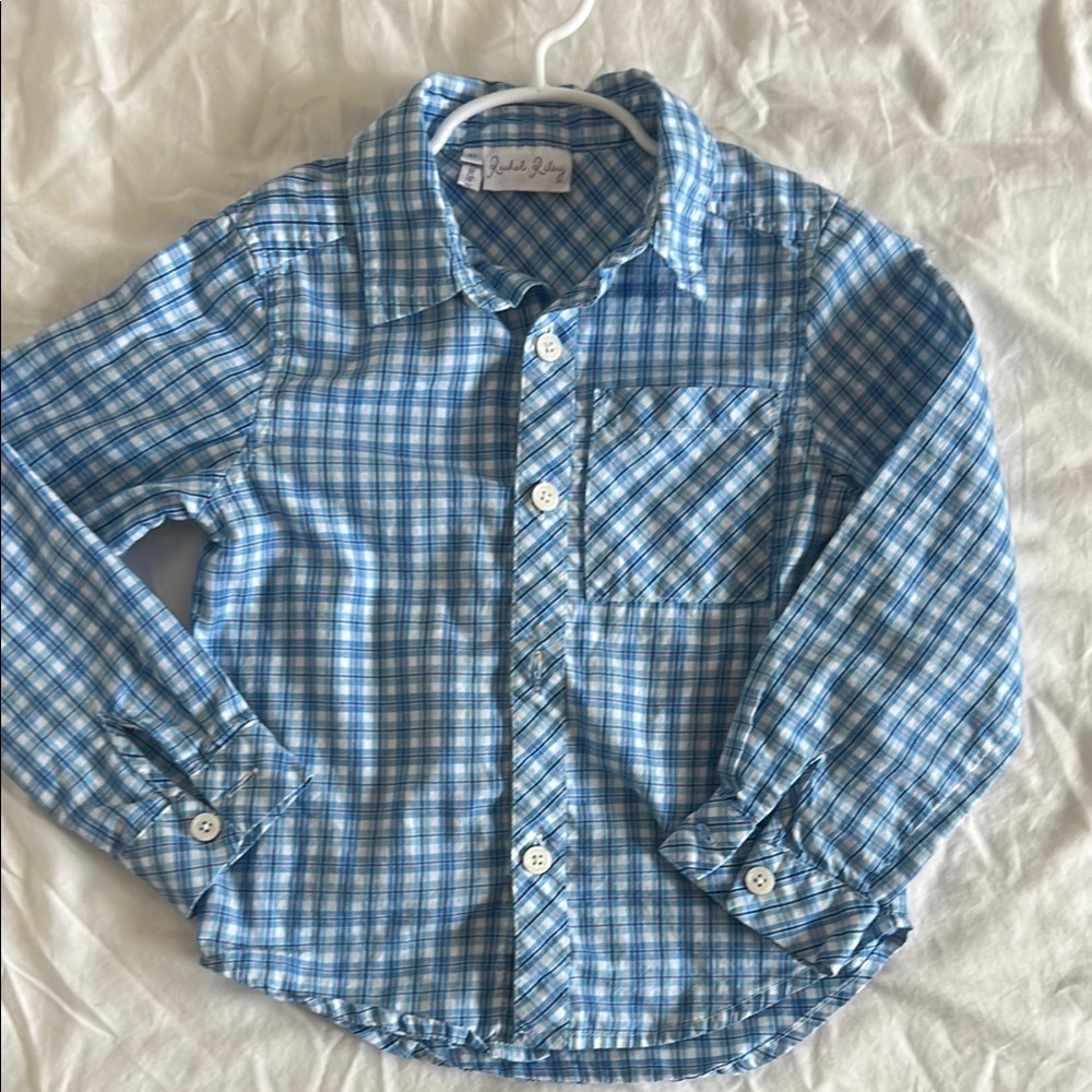 Rachel Riley Blue and White Plaid Button Down Shirt